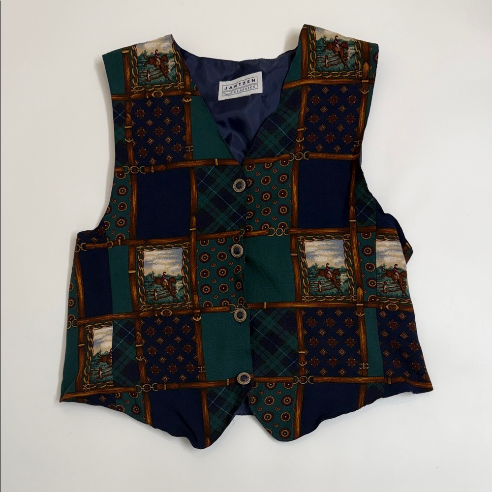 Jantzen Classics Equestrian Patchwork Vest Women’s Large Western‎ Cottagecore
